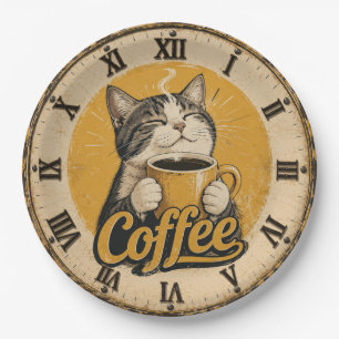 Cute Cat Coffee Paper Plate