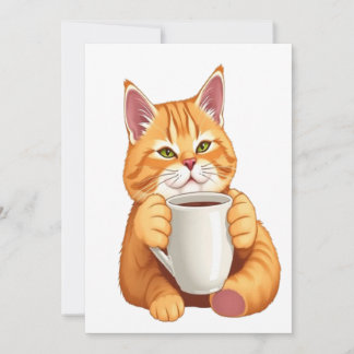 Cute Cat Coffee Save the Date Card