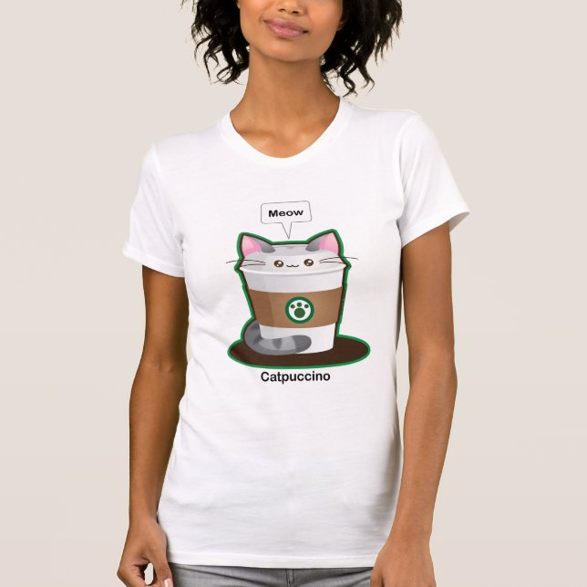 Cute Cat Coffee T-Shirt (Front)