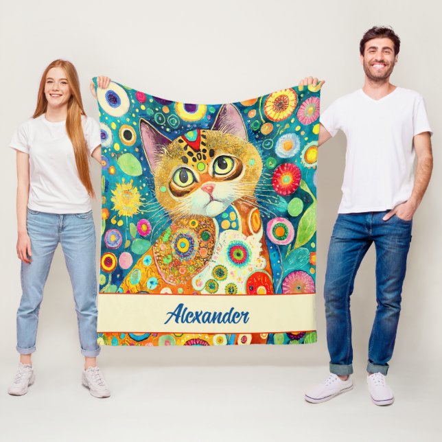 CUTE CAT | COLORFUL ARTS OF A CAT FLEECE BLANKET (In Situ)
