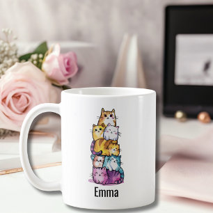Cute Cat Colourful Watercolor Funny Animal Custom Coffee Mug