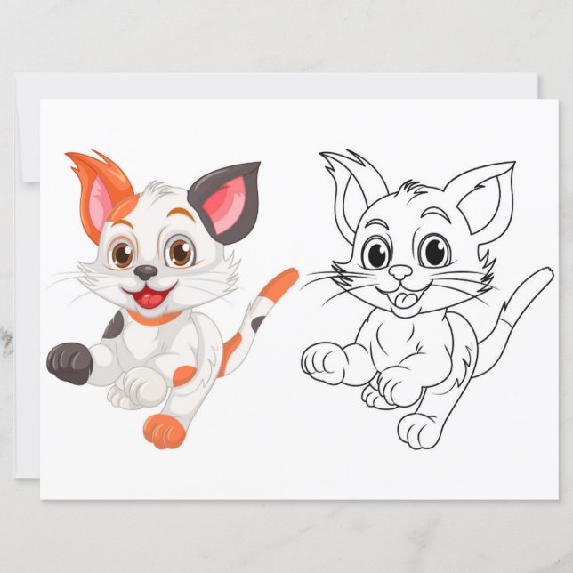 Cute cat colouring page (Front)