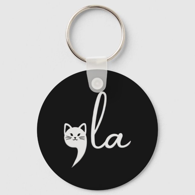 Cute Cat Comma-la Kamala Harris President 2024  Key Ring (Front)