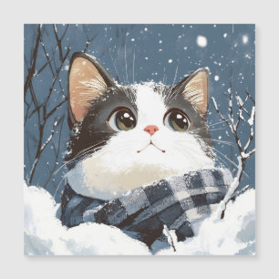 Cute cat cosy winter snow