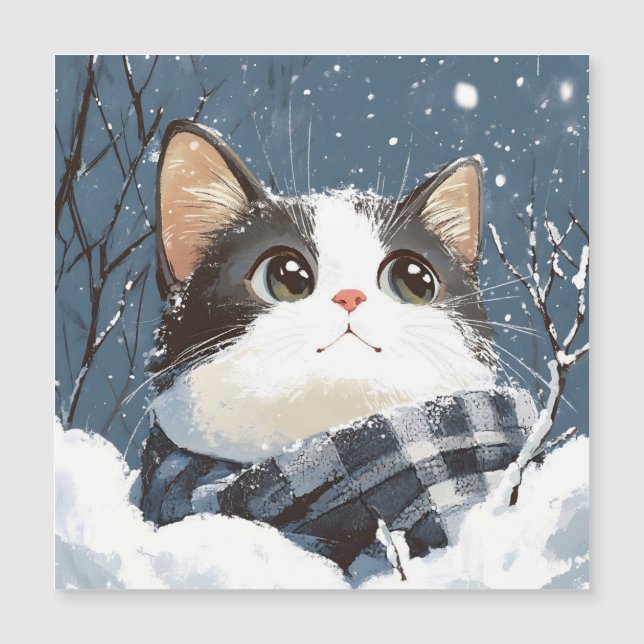 Cute cat cosy winter snow (Front)