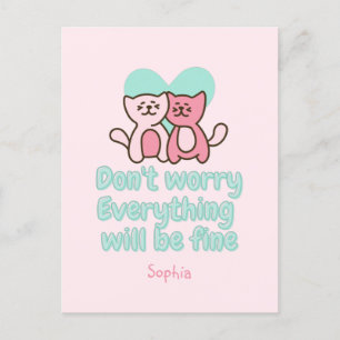 Cute Cat Couple and Encouragement Pastel Postcard