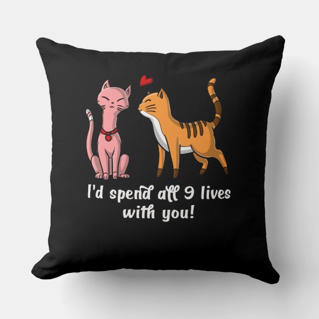 Cute Cat Couple Funny Kittens Valentines Day Cushion (Front)