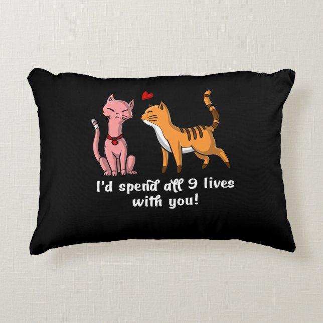 Cute Cat Couple Funny Kittens Valentines Day Decorative Cushion (Front)
