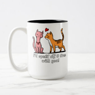 Cute Cat Couple Funny Kittens Valentines Day Two-Tone Coffee Mug