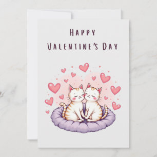Cute Cat Couple Happy Valentines Day Card