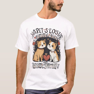 Cute Cat Couple Love T-Shirt Winking Kitty