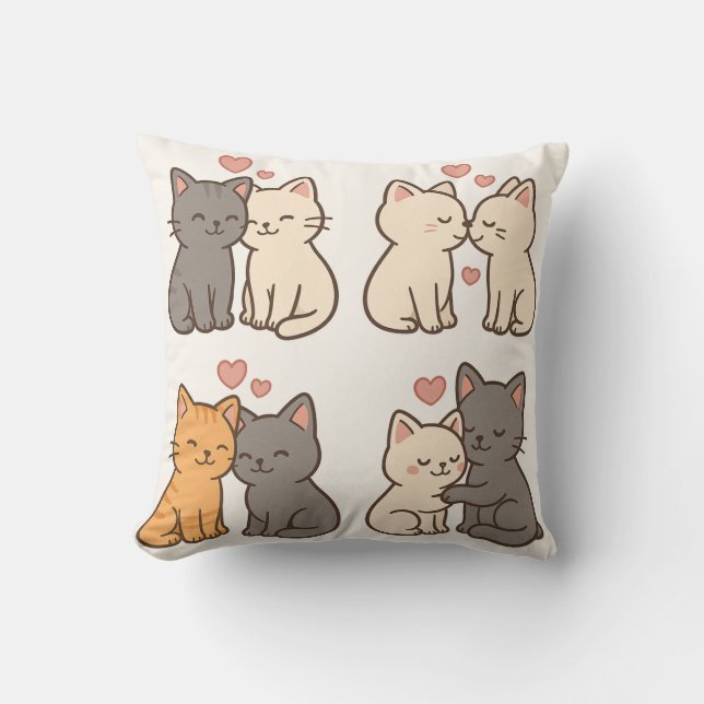 Cute Cat Couples pillows  (Front)