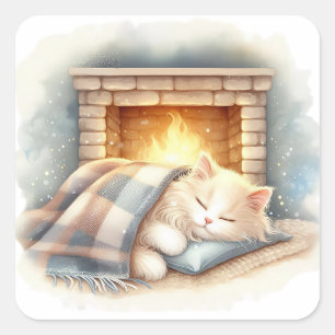 Cute cat cozy winter aesthetic Sticker