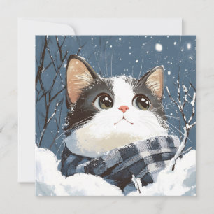 Cute cat cozy winter snow