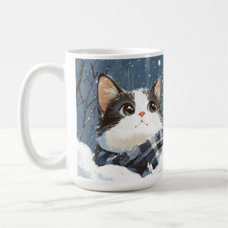 Cute cat cozy winter snow coffee mug