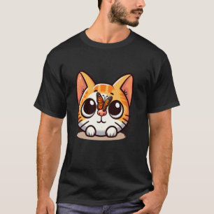 Cute Cat Cross-Eyed at Butterfly on Nose T-Shirt
