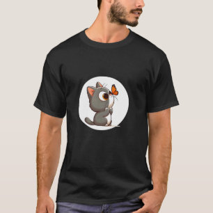 Cute Cat Cross-Eyed at Butterfly on Nose T-Shirt