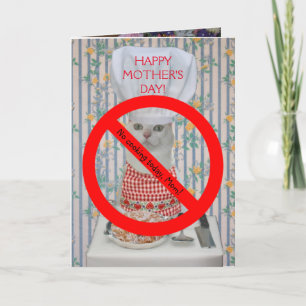 Cute Cat Customisable Mother's Day No Cooking Card