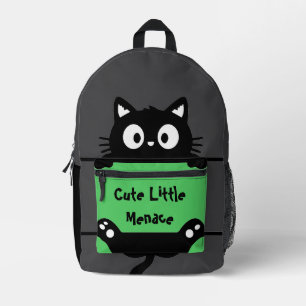 Cute Cat, Cute Little Menace, Funny Cat Printed B Backpack
