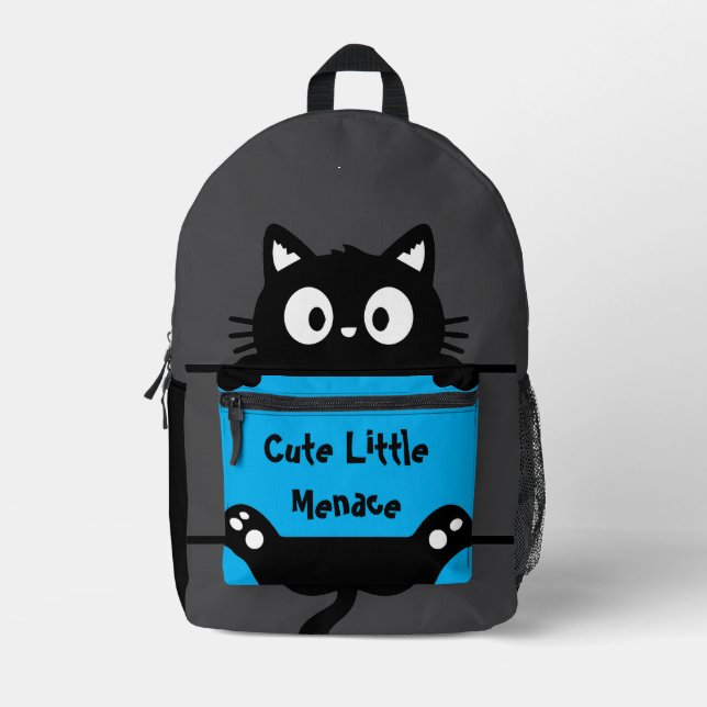 Cute Cat, Cute Little Menace, Funny Cat  Printed Backpack (Front)