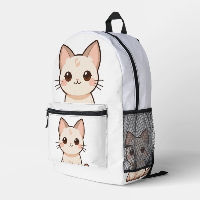 Cute Cat Design Backpack – Stylish & Functional  (Back Corner Right)