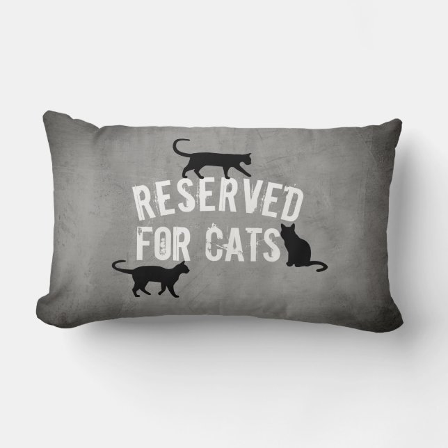 cute cat  design reserved for cats distressed grey lumbar cushion (Front)