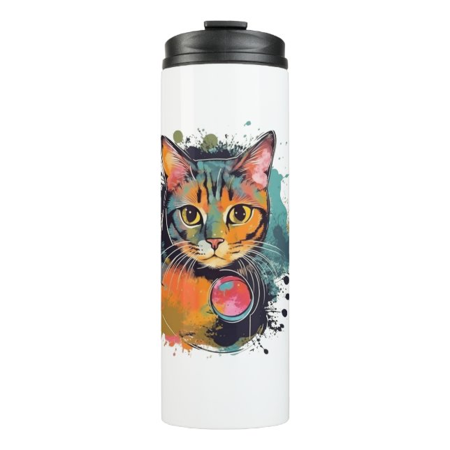 cute cat design  thermal tumbler (Front)
