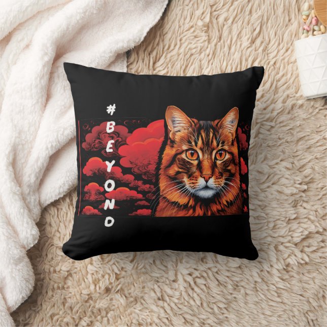 Cute Cat Design Throw Pillow for Cat Lovers (Blanket)