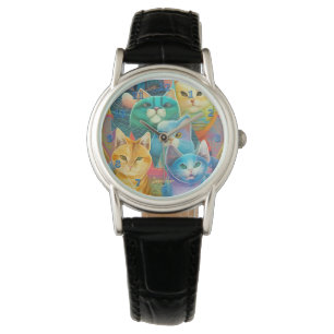 Cute cat design with custom name watch