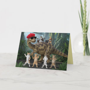 Cute Cat Dinosaur Music Card