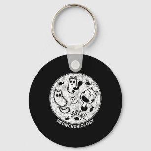 Cute Cat Distressed Bacteria Microbiology Science Key Ring
