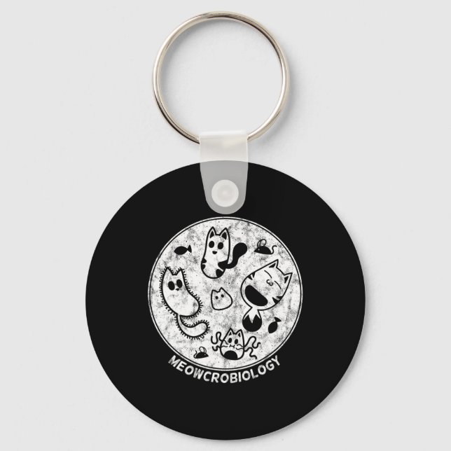Cute Cat Distressed Bacteria Microbiology Science  Key Ring (Front)
