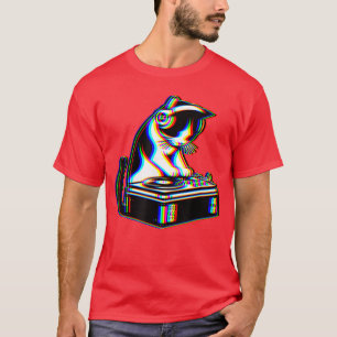 Cute Cat Dj House Music EDM Rave Kitten Deejay Fel T-Shirt