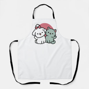 Cute Cat & Dog 'Fur-Real Friends Forever' Design Apron