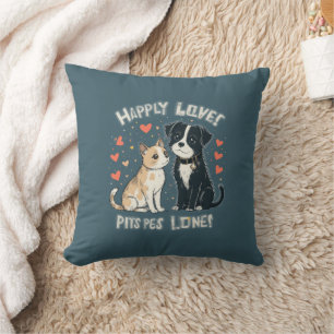 Cute Cat & Dog Love Funny Cartoon Pet Cushion
