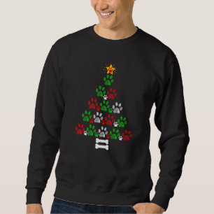 Cute Cat Dog Paw Tree Dog Dad Dog Mum Merry Christ Sweatshirt
