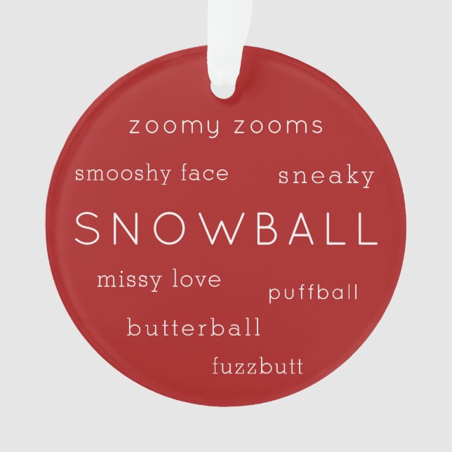 Cute Cat Dog Pet Photo Multiple Funny Nicknames Ornament (Front)