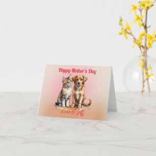 Cute Cat & Dog Watercolor Card
