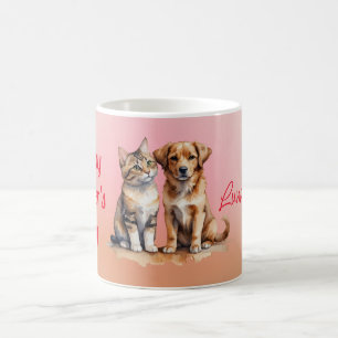 Cute Cat & Dog Watercolor Coffee Mug