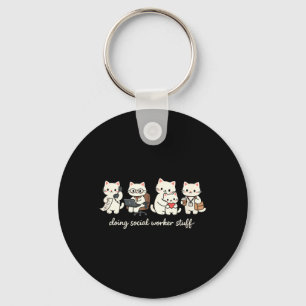 Cute Cat Doing Social Worker Stuff Mental Health Key Ring