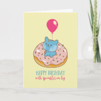 Cute Cat Doughnut Pun Sprinkles On Top Funny Birth