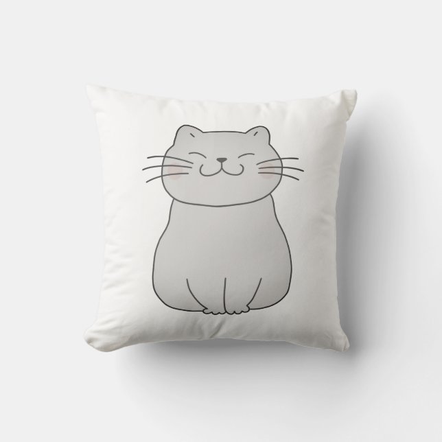 Cute Cat Drawing Cushion (Front)