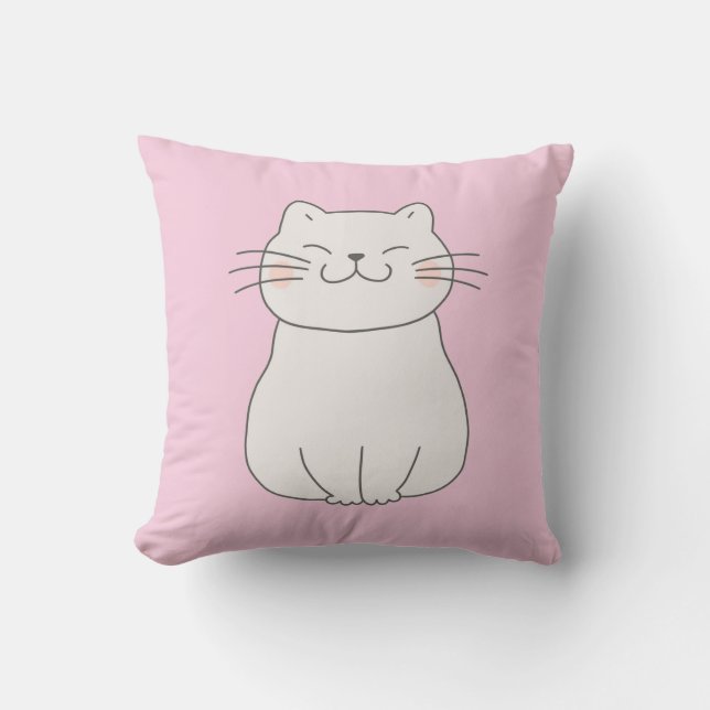 Cute Cat Drawing Cushion (Front)