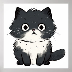 Cute cat drawing poster