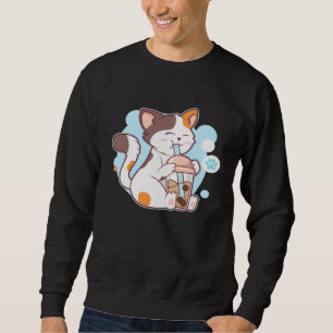 Cute Cat Drinking Bubble Tea  Tea  Costume Sweatshirt