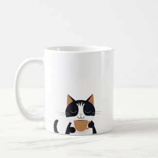Cute Cat Drinking Coffee Mug