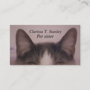 Cute Cat Ears Background Pet Sitter Business Card