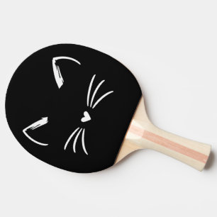 Cute Cat Ears & Whiskers Heart Nose Ping Pong Paddle