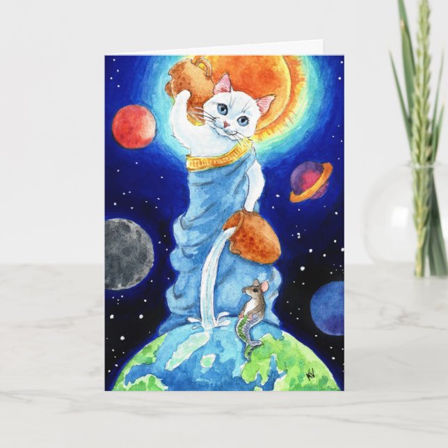 Cute cat Earth Day greeting card (Front)