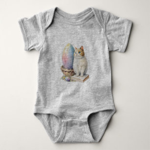 Cute Cat Easter Egg Happy Easter Day, Easter Cat Baby Bodysuit